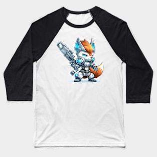 Armored Cute Snow Fox Holding a Riffle Baseball T-Shirt